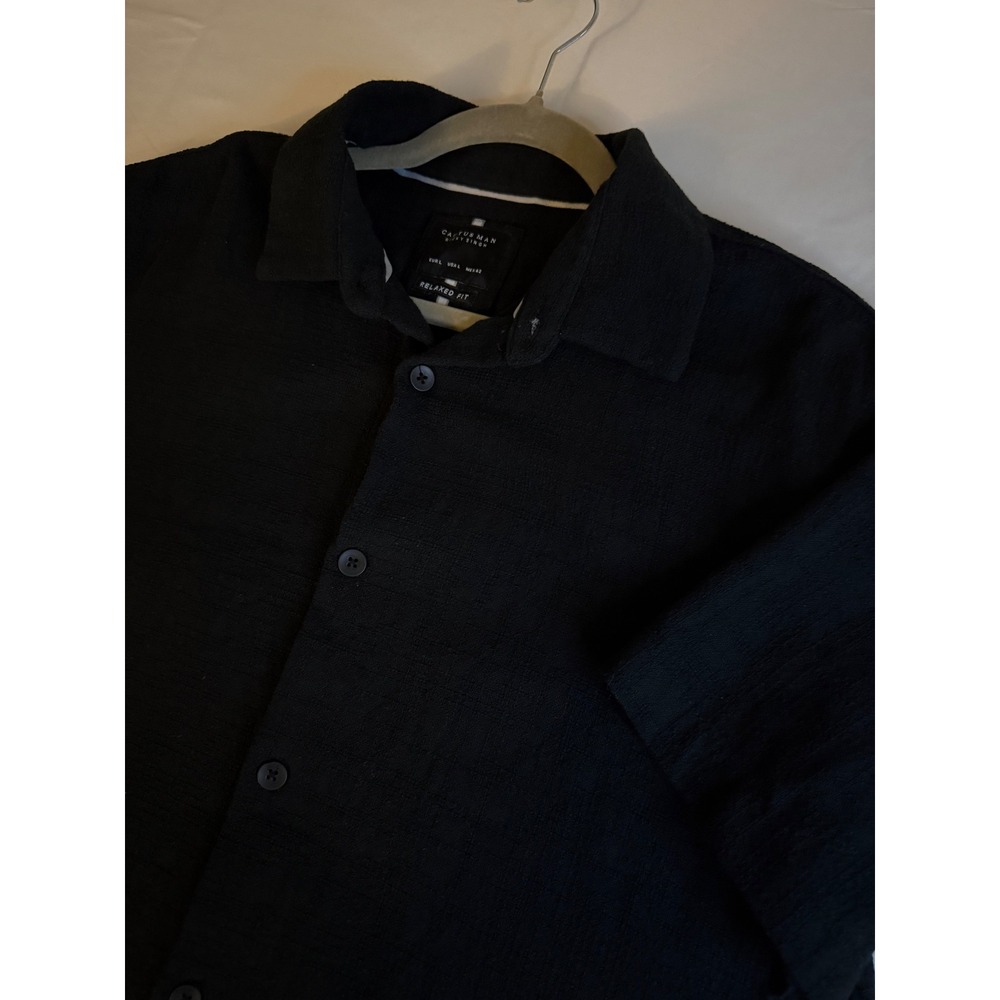Cactus Man Ricky Singh Men's Large Black‎ Short Sleeve Button Up Relaxed Fit